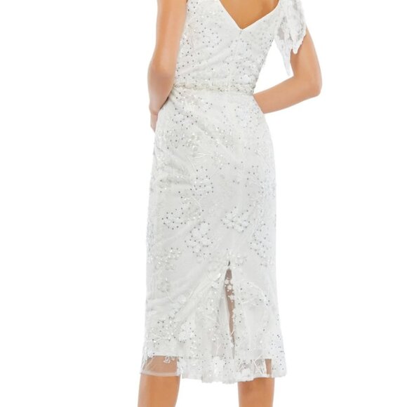 $538 NWT Mac Duggal 79337 Floral Embellished V-Neck Midi Size 14 - Picture 7 of 7